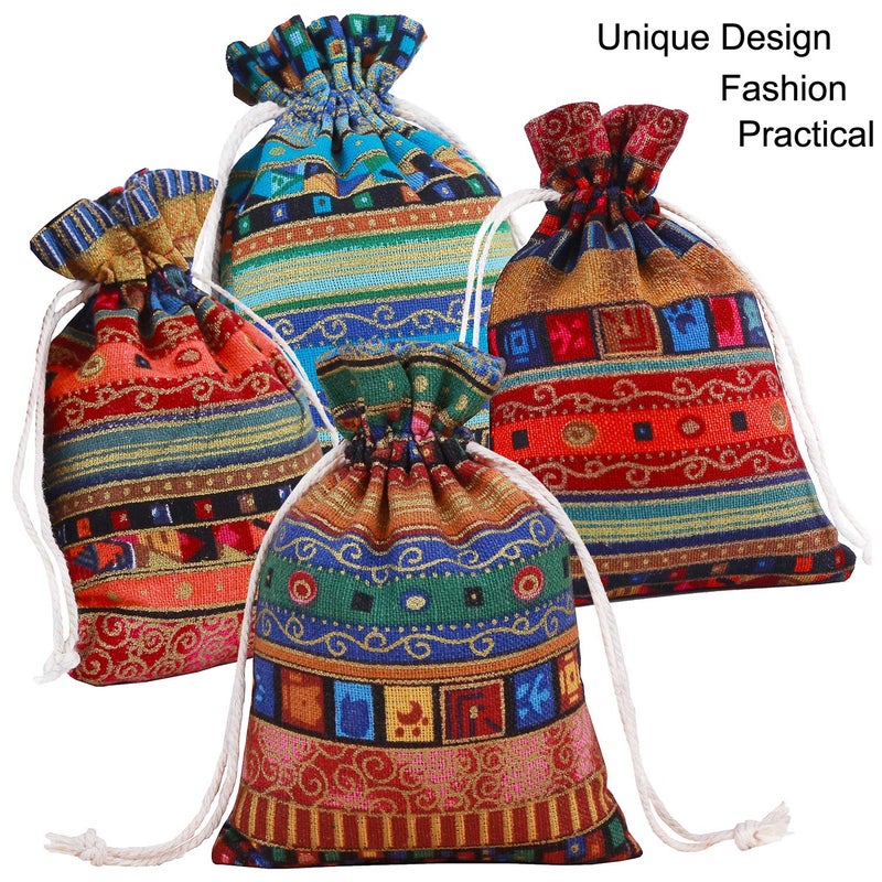 PINOWU 20 Pack Drawstring Gift Bag, Cotton Linen Jute Cloth Sack Muslin Bags for Wedding Party, Arts & Crafts Projects, Presents, Snacks & Jewelry,Christmas (4x5.5 inch) - Image 2